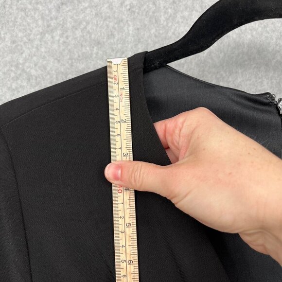 CJ Banks Faux Wrap Dress Size 1X Black Ruched Waist Half Sleeve Stretch Knit NEW - Picture 9 of 13